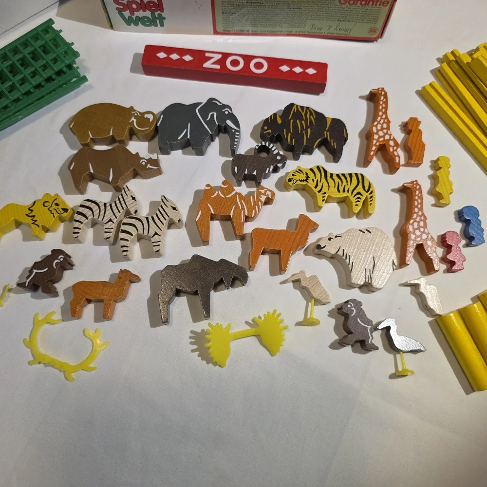 Vintage Lorenz Spiel Welt Wooden Zoo Set West Germany Tierpark Wood Toy Animals